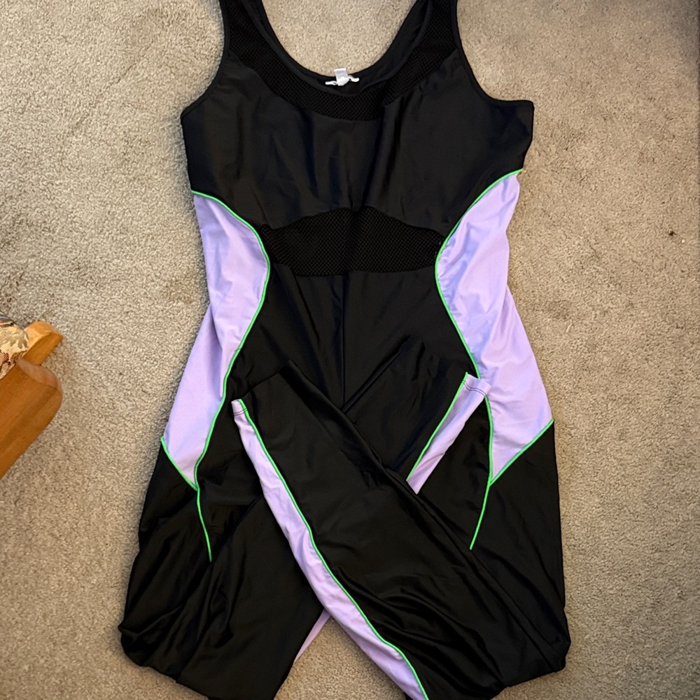 Elegant Black and Purple Jumpsuit